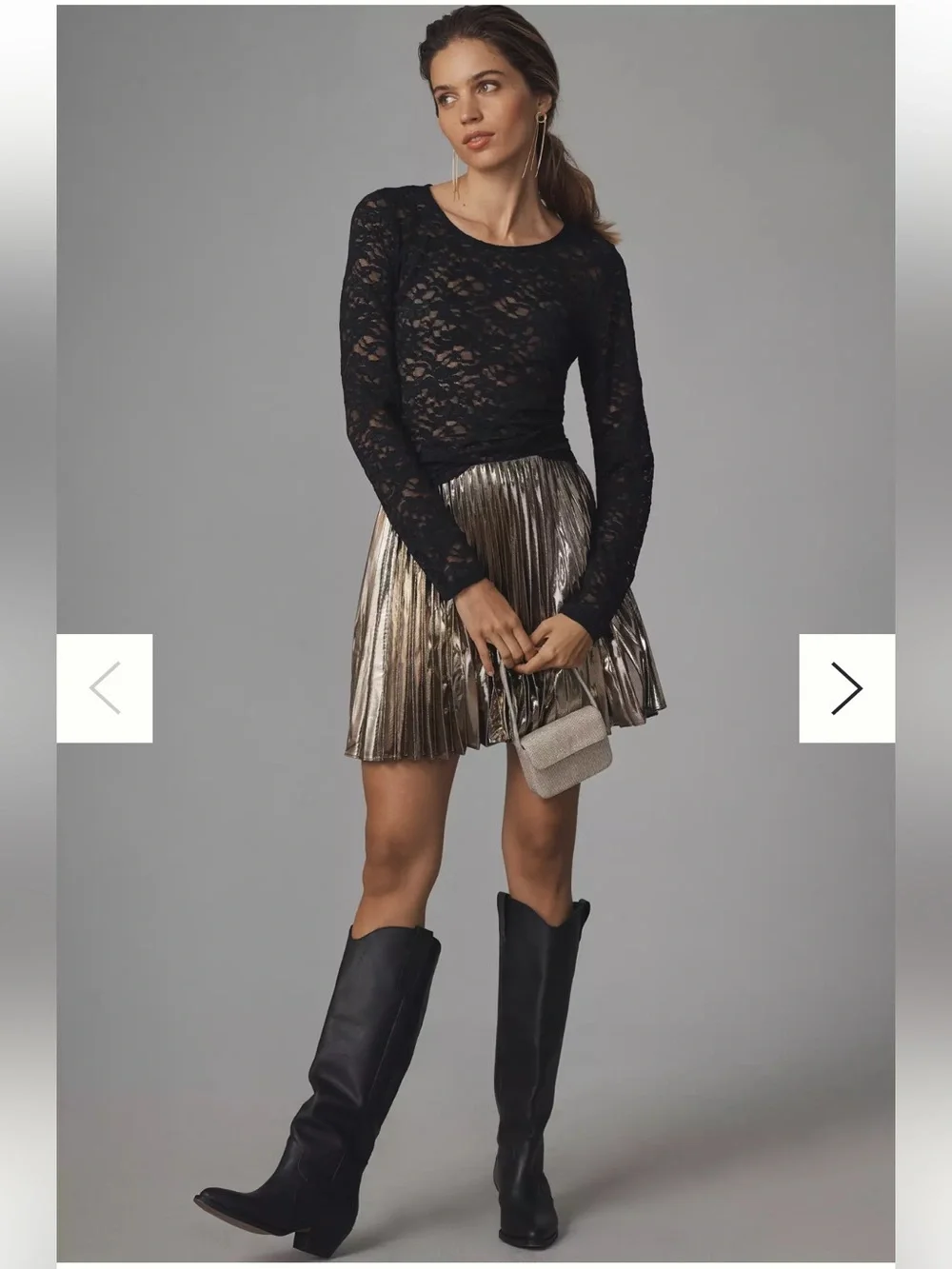 NWOT Anthropologie Long Sleeve Black Lace Crew-Neck Top - S